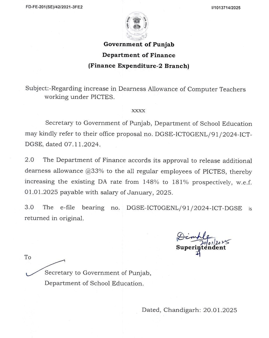Punjab Government Increases Dearness Allowance for Teachers